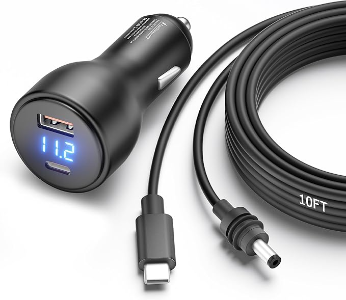 Starlink Mini Car Adapter 10FT, 12V to 20V DC Step Up Converter with 100W, Starlink Mini 12V Charger Car Cigarette Lighter Smart Boost 20V100W with Voltmeter Supports 23M USB C to DC Power Cable