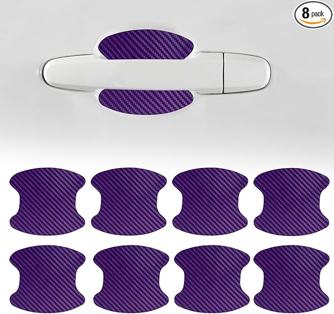 8PCS Car Door Handle Cup Scratch Protector, Car Door Handle Sticker, Scratch Auto Door Protective Film, Car Accessories Car Door Handle Protective Films Universal for Cars (Purple, 8PCS)