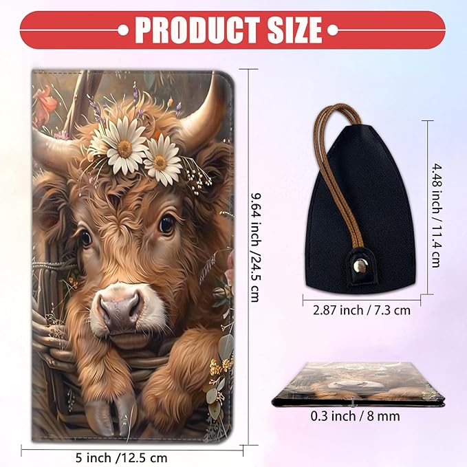Car Registration and Insurance Card Holder for Women Men, Waterproof PU Leather Glove Box Car Organizer with Magnetic Shut, Vehicle Document Holder for Driver License,Cards, Cow and Flowers Pattern