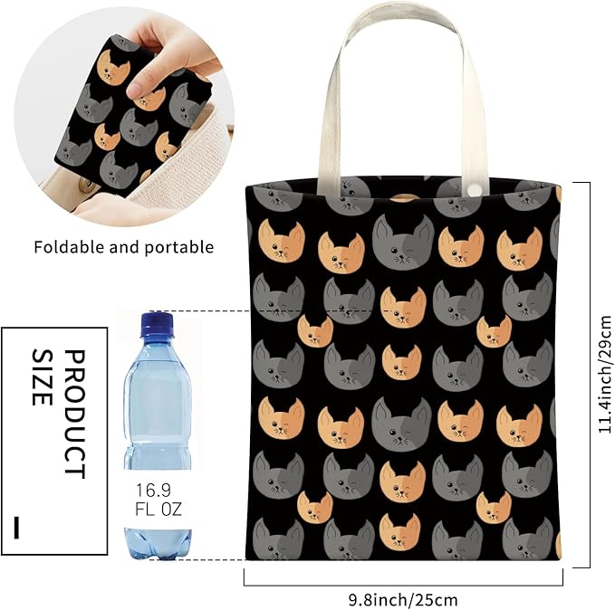 AXZOPDE Cute Car Trash Can, Hanging Canvas Car Back Seat Organizer and Storage Bag, Funny Car Trash Bag for Travelling, Outdoor Funny Grey Yellow Cats