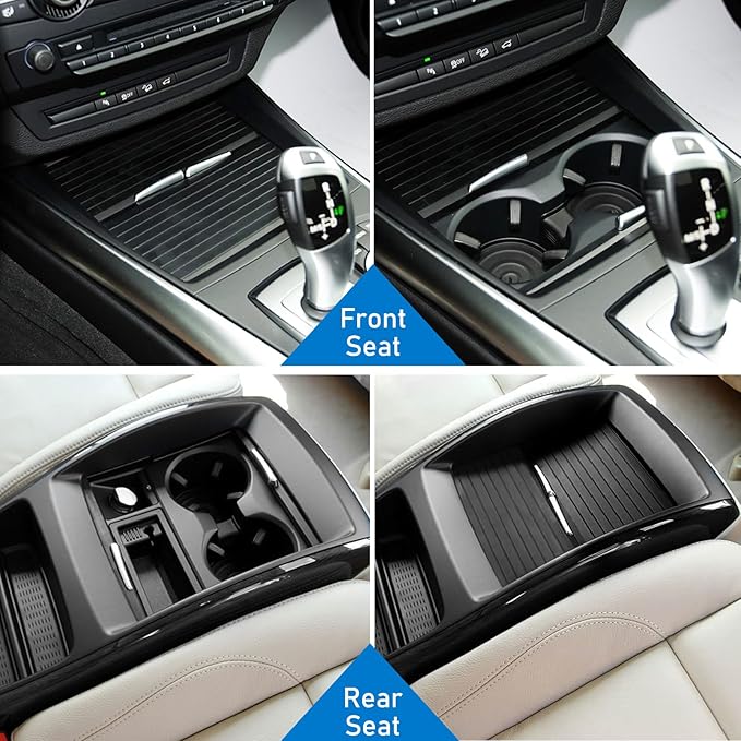 Jaronx Compatible with BMW Cup Holder Sliding Cover, X5/ X6 Console Roller Blind Cover, Center Console Sliding Shutters Compatible with BMW X5 E70 (2006-2013) / X6 E71 E72 (2007-2014)