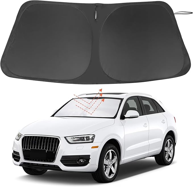 Windshield Sun Shade Custom Fit for 2013 2014 2015 2016 2017 2018 Audi Q3 Accessories Foldable Sunshade Sun Blocker Protect Car from Sun Rays & Heat Damage Keep Car Cooler