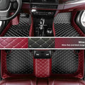 Custom Fit Car Floor Mats for Most Cars, SUVs, Trucks - Waterproof PU Leather All-Weather Floor Liners - Durable Anti-Slip Interior Car Accessories to Protect Vehicle Floors (Wine Red+Black Beige)