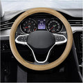 15 Inch Leather Steering Wheel Cover, Breathable Anti-Slip Steering Wheel Protector Cover, Elastic Soft Comfortable Universal Wheel Cover for Men and Women, Car Accessories (Beige)