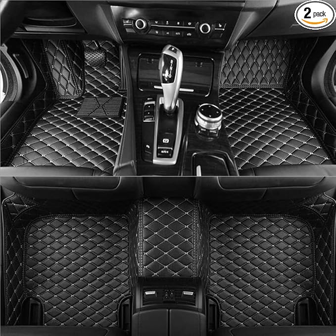 Custom Making Car Floor Mats Compatible with Audi BMW Mercedes-Benz Toyota Lexus Honda Infiniti Nissan Hyundai Kia All Models 2005-2026 (Black White)