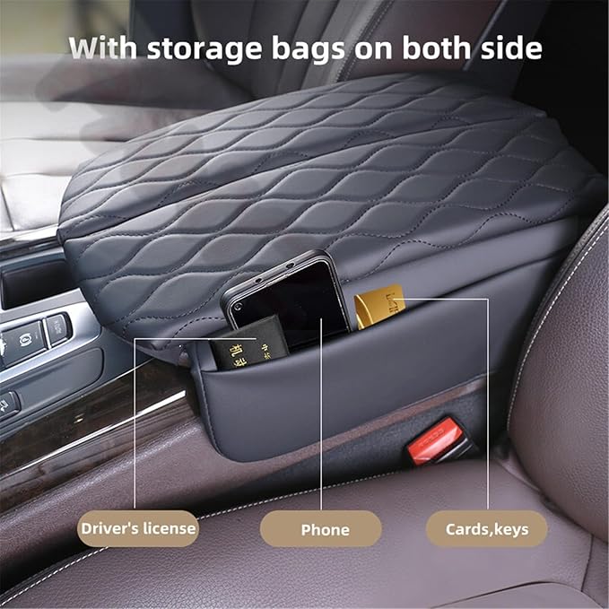 Center Console Cover,Compatible with BMW X5 F15 2014-2018 X6 F16 2015-2019 Car Armrest Box Pad Soft Leather Elbow Support Arm Rest Cushion(Black)