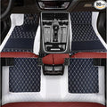 TREGOO All Weather Car Mats Custom Fit Non Slip Floor Mats for 1998-2025 Cars Personalized Leather Protection Pads Suitable for Men Women (Edge White, Medium Black and White)