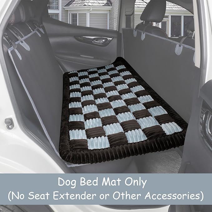 HAPYFOST Dog Bed for Car Back Seat, Non-Slip Backseat Dog Car Bed Mat, Soft Furry Travel Pet Mat, Washable Blanket Custom Fit for Backseat Extenders and Hammock Seat Covers(54"×25" Gray)