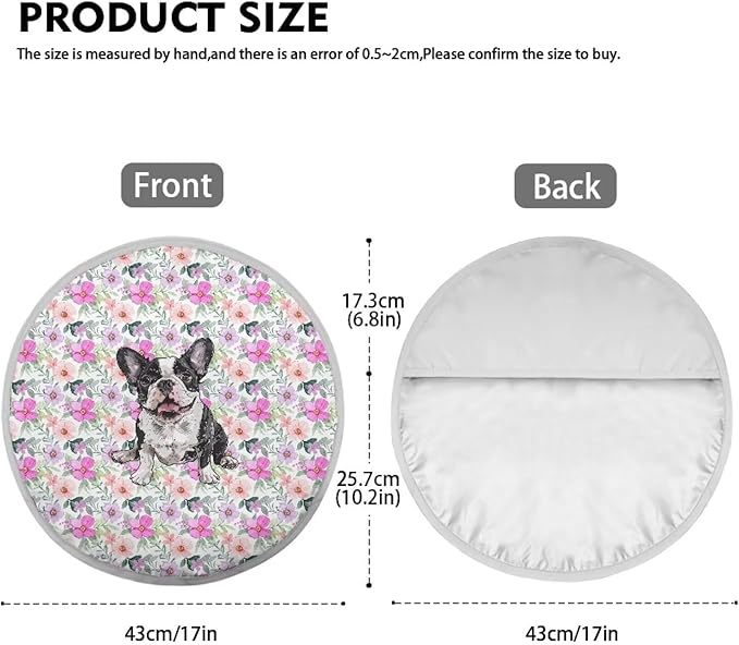 Retro Floral Boston Terrier Dog Pattern Washable Steering Wheel Sun Shade, Steering Wheels Accessories for Women Universal Block UV Rays Car Rudder Visor Fit Most Car SUV Truck Van