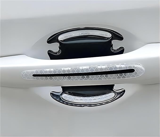 Car Door Protector-Door Handle Shielding Film, Door Dampening Pads, and Door Corner Guards for All Car Models - Noise Reduction & Anti-Scratch Solution (White)