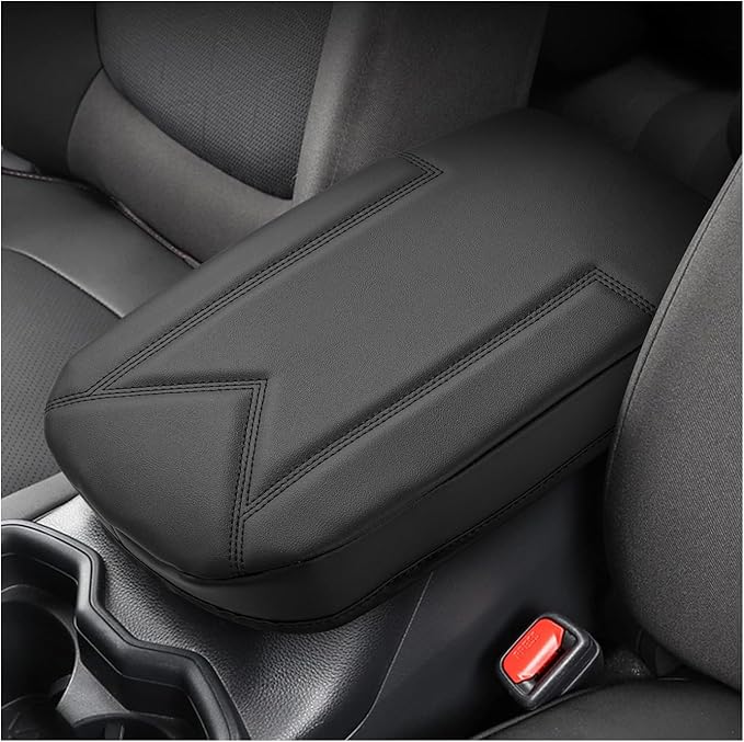 FIILINES Center Console Cover for 2019-2025 2026 Toyota RAV4,Armrest Cover Cushion Pad for Toyota RAV4 Accessories Arm Rest Box Lid Cover PU Leather Armrest Seat Box Protector