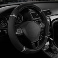 Road Comfort Leather Steering Wheel Cover – Premium Anti-Slip Car Steering Wheel Grip Cover – Universal Fit for 14.5”–15.5” Cars, Trucks & SUVs - Black