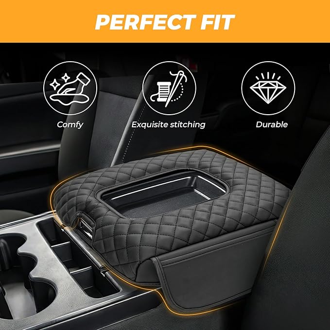FUNY Center Armrest Cover for 2014-2018 Silverado Sierra Jump-Up Seats, Durable Center Console Cover Replacement, Only fit Jump Seat Console
