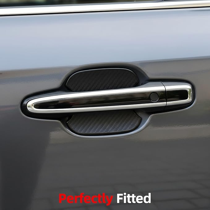 AggAuto 4Pcs Car Door Handle Cup Scratch Protectors, 3D Carbon Fiber Vehicle Door Bowl Sticker, Universal TPU Exterior Car Accessories