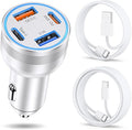 65W Car Charger for iPhone 17/16 Pro Max, 4 Port USB C Car Charger Fast Charging with 2Pack USB C Cables,Fast Car Phone Charger Cigarette Lighter Adapter for iPhone 17 16 15 Pro Max,iPad,Galaxy