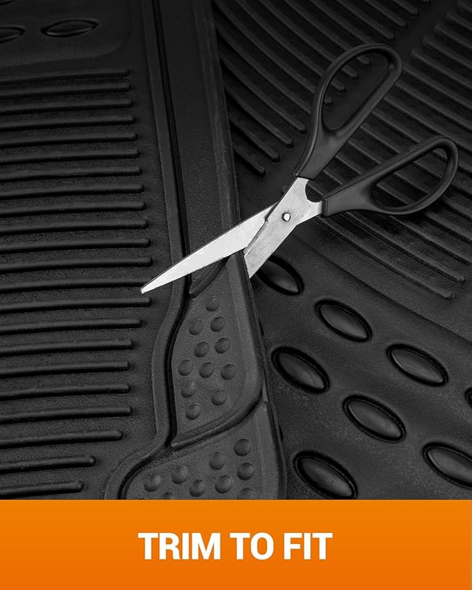 Sealight All-Weather Floor Mats for Cars - Full Set Universal Rubber Car Floor Mats with Anti-Slip Design, Durable & Waterproof Automotive Floor Liners for Most Cars, Truck, Black