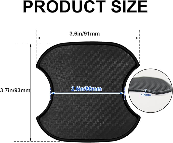 4PCS Car Door Handle Stickers Scratch Protectors Carbon Fiber Car Door Handle Bowl Sticker Universal Door Handle Protective Film for Most Models (Medium)
