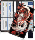 Car Registration and Insurance Holder, PU Leather Auto Document Holder for Men&Women, Vehicle Glove Box Compartment Organizer with Magnetic Shut for Driver's License, Sakura Nine Tailed Fox Animals