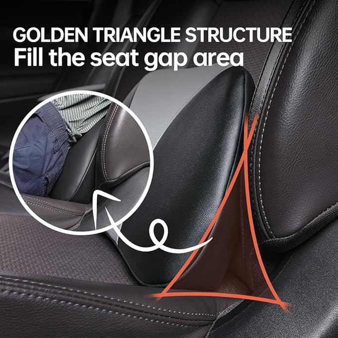 Aerovia 1p Memory Foam Lumbar Support Pillow for car Lower Back Pain Relief - Back Cushion for Driving, Chair Support for Car-Office Chair（Black&Grey）