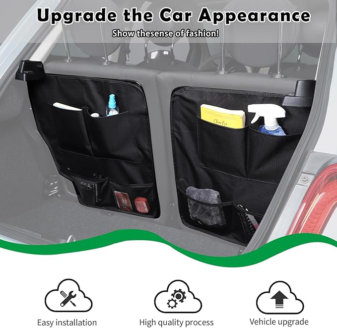 HAPPYHORSE Car Trunk Storage Bag Storage Pockets Compatible with Fiat 500/500 Abarth 2016-2024 Car Trunk Backseat Panel Hanging Organizer Oxford Cloth Storage Bag (Rear seat panel storage bag（16-24）)