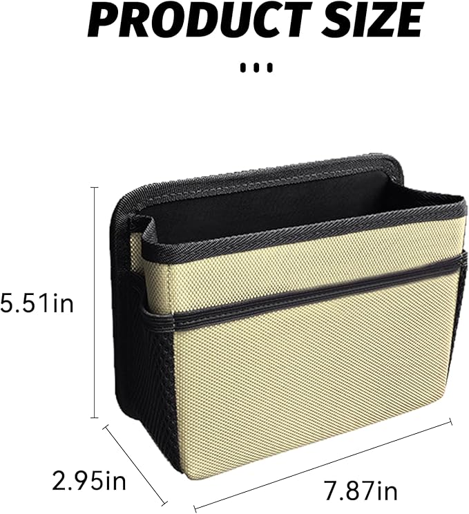 Car Trash Can, Foldable Mini Vehicle Trash Bin Garbage Organizer Holder, Waterproof Hanging Mini Auto Dustbin Accessories Storage Container for Vans, SUVs (beige)