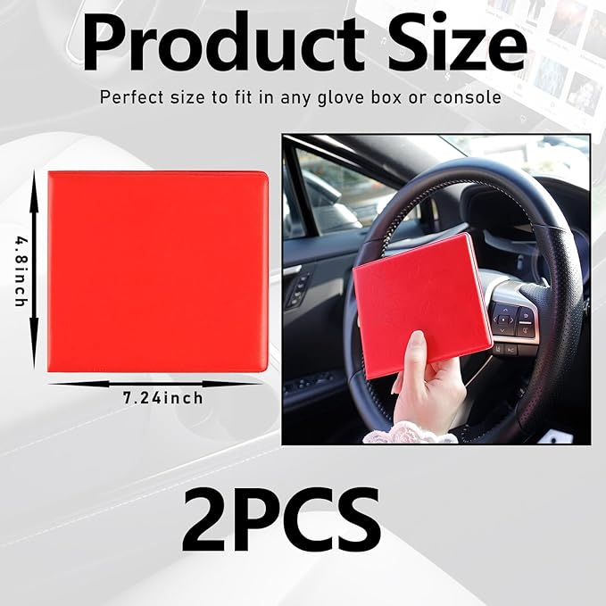 Kewucn 2 Pack Car Registration Insurance Holder, 10.55''×4.8'' Essential Auto Card Glove Box Organizer, Vehicle Interior Accessories Perfect for Most Car, Truck, SUV(Red)