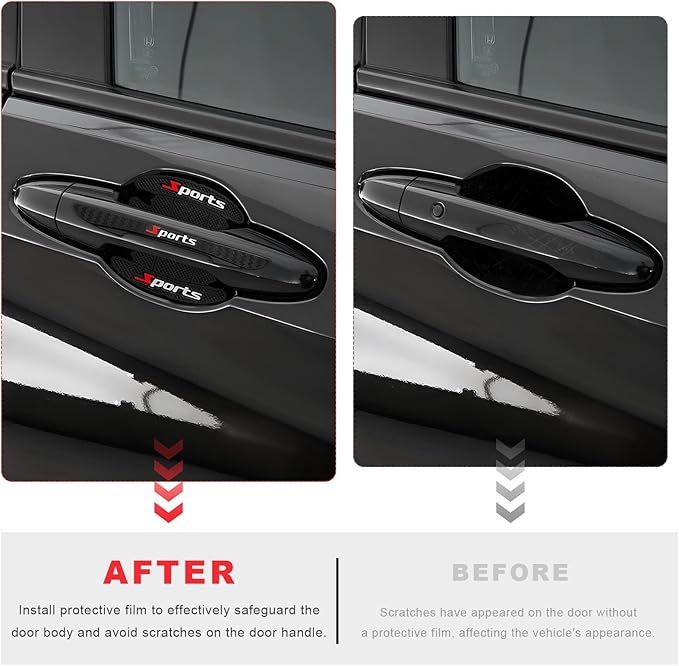 8 PCS Car Door Handle Protector, Anti-Scratch Sports Auto Door Cup Sticker Handle Protective Film, Waterproof Non-Marking Side Paint Cover Guard for Most Car Doors Handles