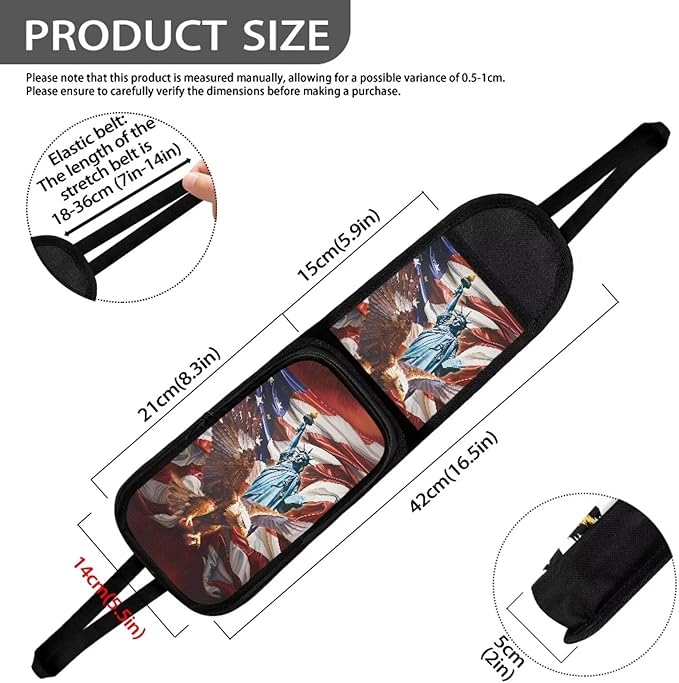 Lady Liberty Car Front Seat Organizer,Car Seat Side Hanging Bag Storage with Zipper Pockets,Universal Fit for Most Cars