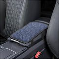 Car Center Console Armrest Pad, Linen Fabric Auto Armrest Box Protector Cover, 11.6 × 7.7 Inch Vehicle Middle Console Mat, Universal Interior Decoration Accessory for Car, SUV, Truck (Blue)