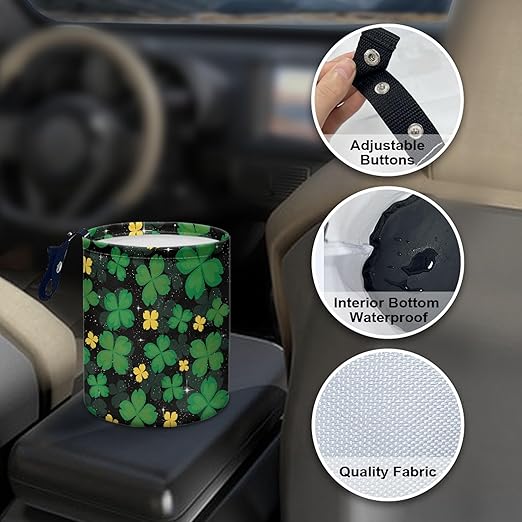 Car Trash Can with Hanging for Back Seat, Car Accessories for Women Men Automotive Garbage Cans Vehicle Trash Can for Truck SUVSt. Patrick
