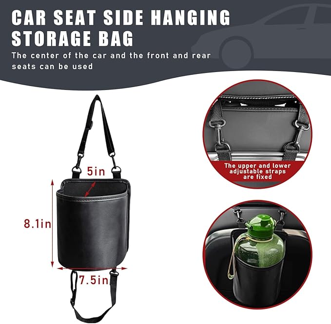 Car Seat Side Large Cup Holder, Waterproof Cup Holder Expander Adapter Bag, Multifunctional Hanging Storage Organizer for Drink Water Bottle, Essential Road Trip Car Accessories