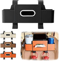 Car Seat Back Storage Box, 2026 New 3-in-1 Multifunctional Car Back Seat Organizer with Cup Holder, Tissue Box, Trash Bin & Hooks for Hold Phones, Snacks, Drinks, Handbags (Black)