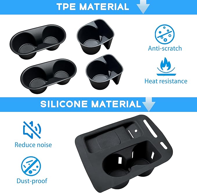 5PCS for 2026 Hyundai Palisade Accessories Wireless Charging Mat Center Console Cup Holder Insert 2nd Row Door Side Cup Holders 3rd Row Drink Holder Organizer Cupholder Coaster for Hyundai Palisade