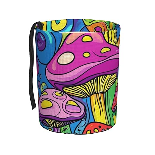 Colorful Psychedelic Mushrooms Car Trash Can Garbage Cans Foldable,Cute Hanging Car Organizer and Storage Bag Leak Proof, Auto Back Seat Trash Bin Universal for Truck, SUV, Outdoor Travel