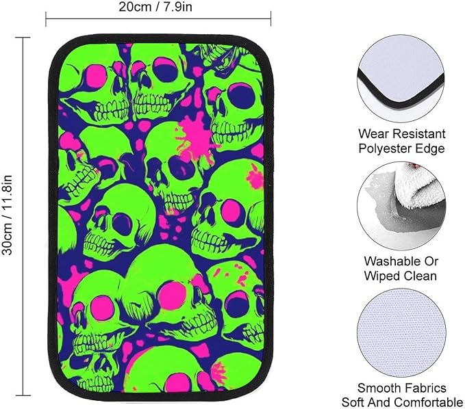 Car Center Console Cover, Cool Funny Zombie Skull Armrest Pad Seat Box Cushion Non-Slip Arm Rest Cover Interior Decor Accessories Universal Fit Most Vehicle