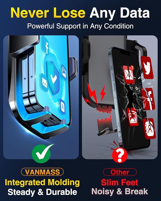 VANMASS【85+LBS Strongest Suction & Military-Grade Ultimate Car Phone Mount【Patent & Safety Certs】 Cell Phone Holder Truck for Dashboard Windshield Vent for iPhone 17 Pro Max 16 15 Desk Mounts, Blue