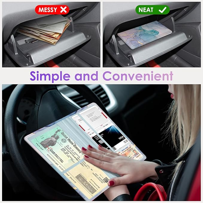 Car Registration and Insurance Holder，Colour Patterns Men Women Car License Document Registration and Insurance Card Holder