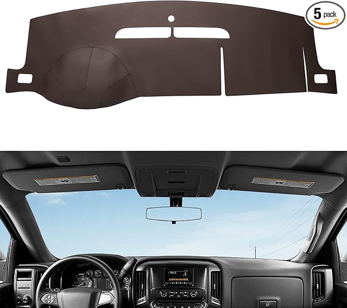 Dashboard Dash Mat Cover Leather Compatible for 07-14 Chevy Tahoe Suburban Denali Avalanche GMC Yukon/XL,07-13 Chevy Silverado GMC Sierra