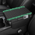 Bling Car Center Console Cover, Leather Car Arm Rest Cover Cushion with 2 Storage Bags, Universal Auto Armrest Protector Storage Box, Bling Accessories Interior for Most Vehicles (Green Diamond)