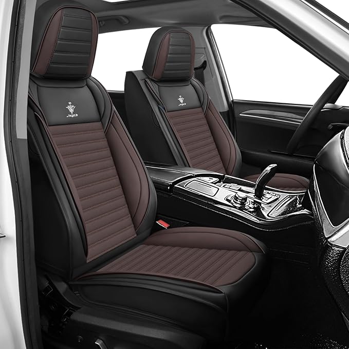 ARTIBY Seat Covers Custom Fit for Mitsubishi Outlander 2004-2025, Standard Waterproof Car Seat Cover, Breathable and Comfortable Leather Cushion Cover, Auto Interior Accessories (Black Brown)