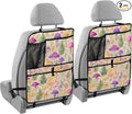 2 Pack Back Seat Car Organizer with Storage Pockets Kick Mats Back Seat Protector Hanging Car Organizer Automotive Seat Back Cover Organizers Mushroom Colorful Pattern