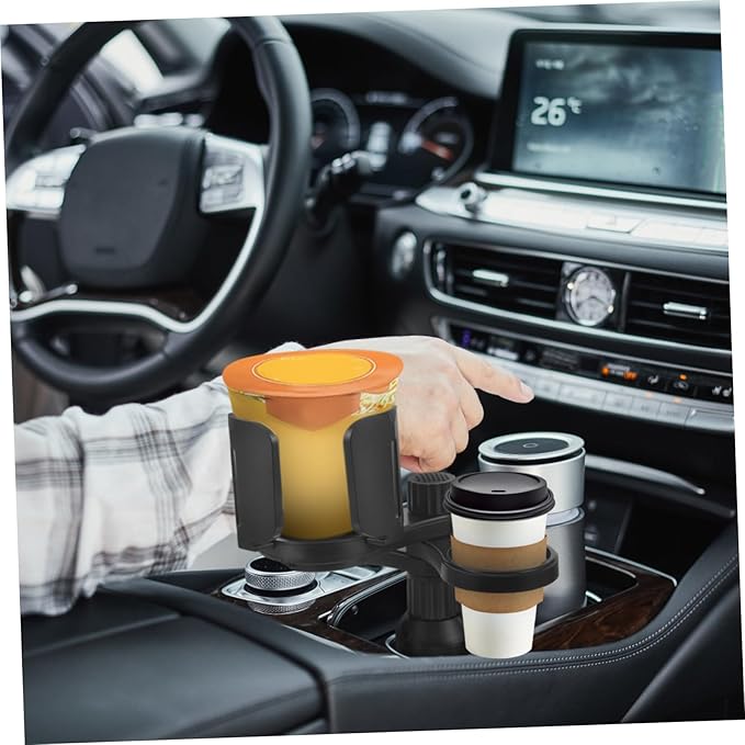 Adjustable Angle Car Cup Holder Expander with Tray Portable Vehicle Mounted Drink and Snack Rack for Cars Sturdy Non Slip Organizer for Cups Phones and Small Items