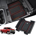 SKTU for 2019-2022 Silverado/GMC Sierra 1500 Center Console Organizer Insert ABS Black Materials Tray Armrest Secondary Storage Box Latest Interior Accessories with Coin and Sunglasses Holder (Red)