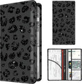 BAUCIWLD Premium Car Registration and Insurance Card Holder, Cute PU Leather Car Document Holder, Vehicle Glove Box Car Organizer with Magnetic Closure for Driver License, Cards Leopard Black