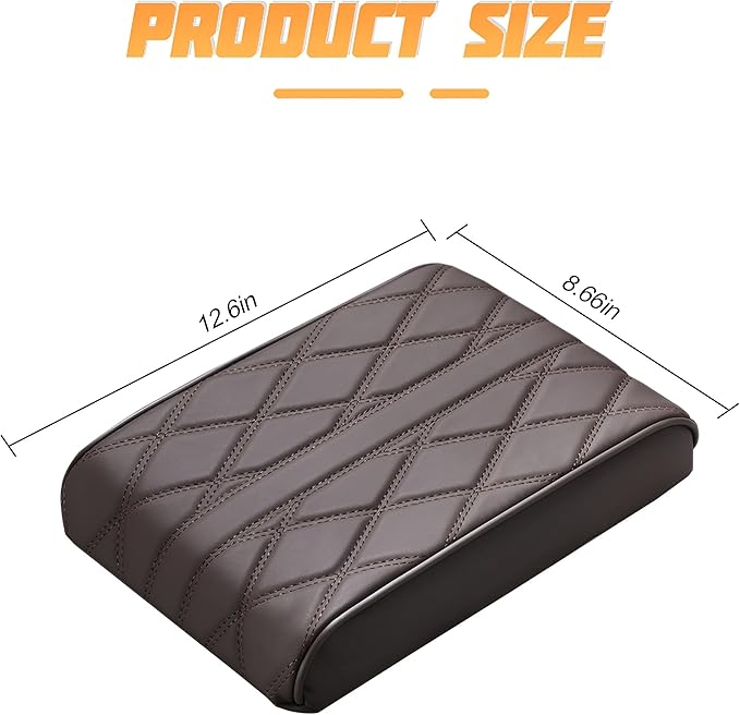 Mandark Car Center Console Cover, Soft Leather Memory Foam Automotive Armrest Seat Box Cushion Pad, Waterproof Comforable Vehicle Arm Rest Mat Accessories, Universal for RV, SUV, Truck (Coffee)