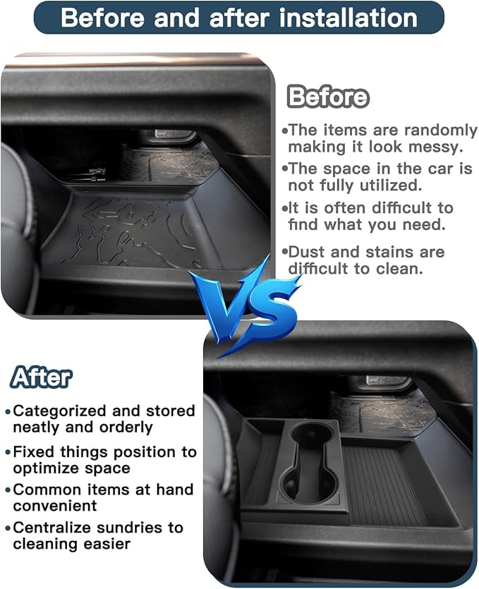 Ruiya Hummer EV Lower Console Organizer for GMC Hummer EV Accessories ABS Material with Cup Holder Under Console Organizer Compatible with (2024/2025) Hummer EV SUV & (2022-2025) Hummer EV Pickup