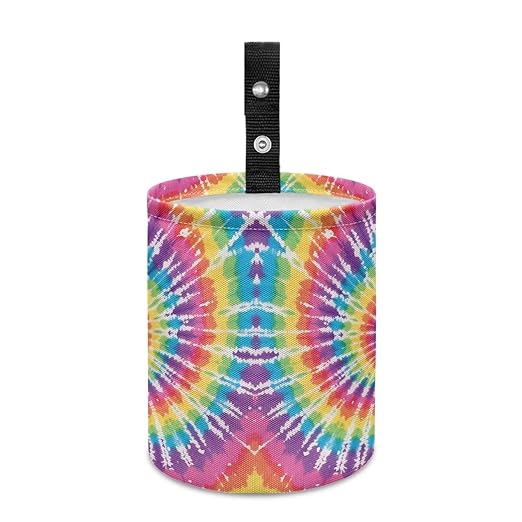 Colorful Tie Dye Collapsible Waste Basket Bin Car Trash Can Bags Small Trash Can Car Accessories Interior for Car SUV Trucks