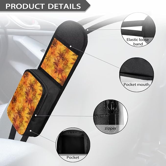 Thanksgiving Red Maple Car Seat Storage,Front Seat Side Hanging Bag with Zipper for Women Men Non Slip Car Seat Protector Auto Organizer Accessories