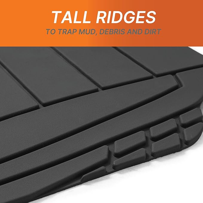 TLH Car Floor Mats, Black Sleek Linear, Full Set, Rubber, Waterproof, Stain-Resistant, Easy to Clean, Washable, Durable for Ultimate Protection, Perfect for Cars, Trucks, SUVs, Vans