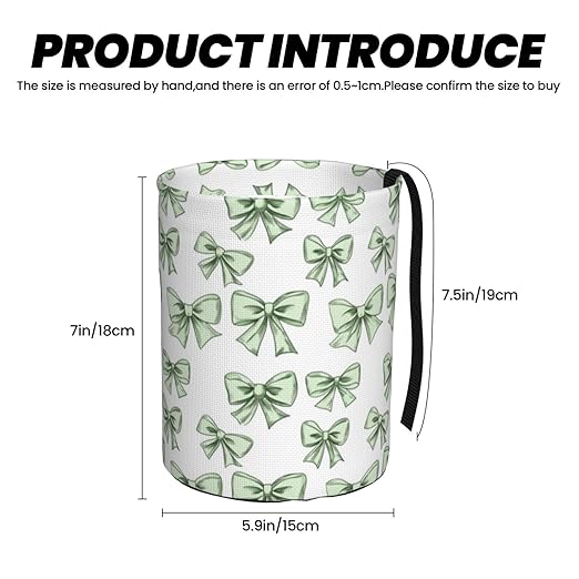 Green Bow Car Trash Can Leak-Proof Waterproof Hanging Trash Bin Collapsible Garbage Can for Car Accessories Travelling Camping